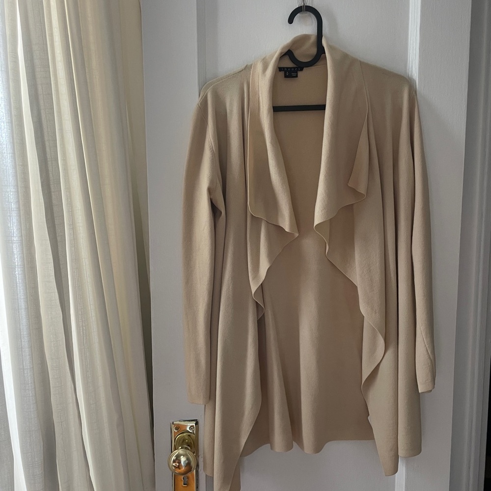 Theory Cream Draped Sweater